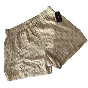 Melrose and Market Women's Plaid Drawstring Shorts Beige Size XL